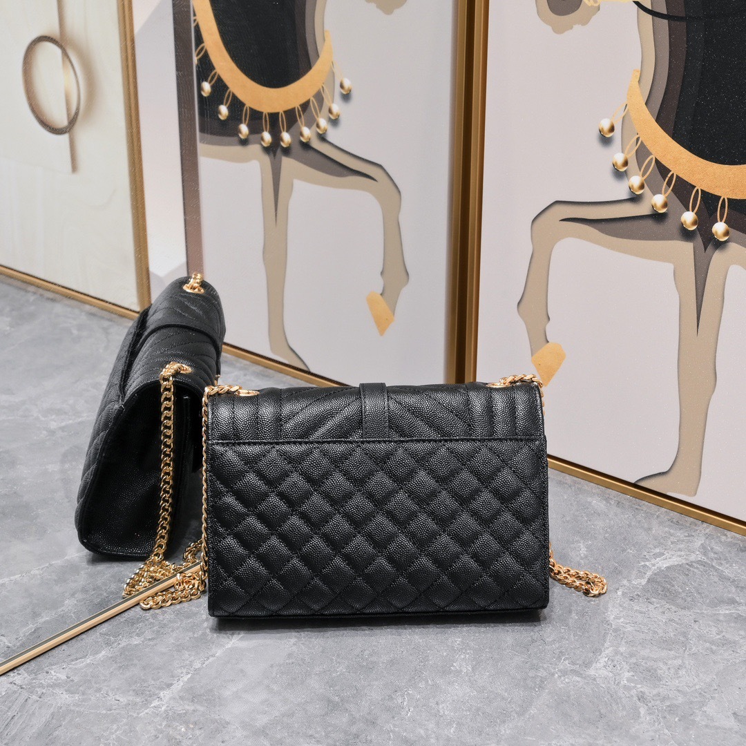 YSL ENVELOPE SMALL BAG IN MIX MATELASSÉ GRAIN DE POUDRE EMBOSSED LEATHER