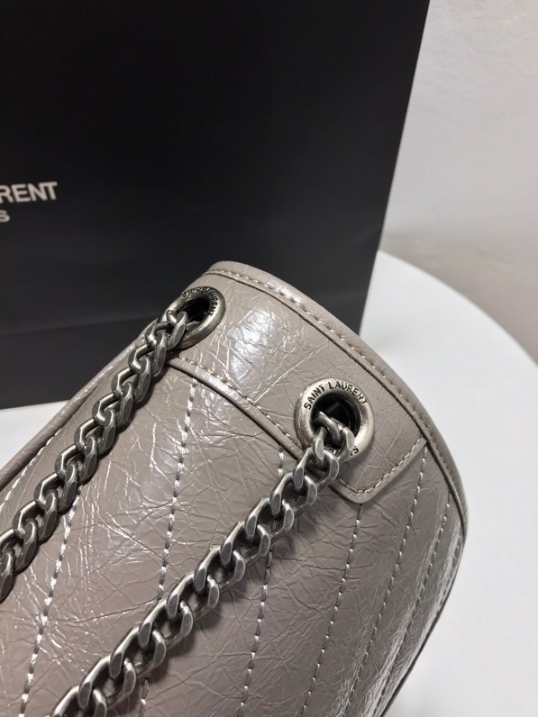 YSL NIKI MEDIUM CHAIN BAG IN CRINKLED VINTAGE LEATHER