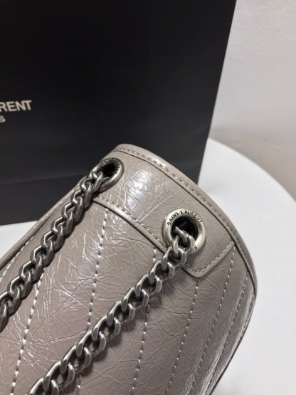 YSL NIKI MEDIUM CHAIN BAG IN CRINKLED VINTAGE LEATHER