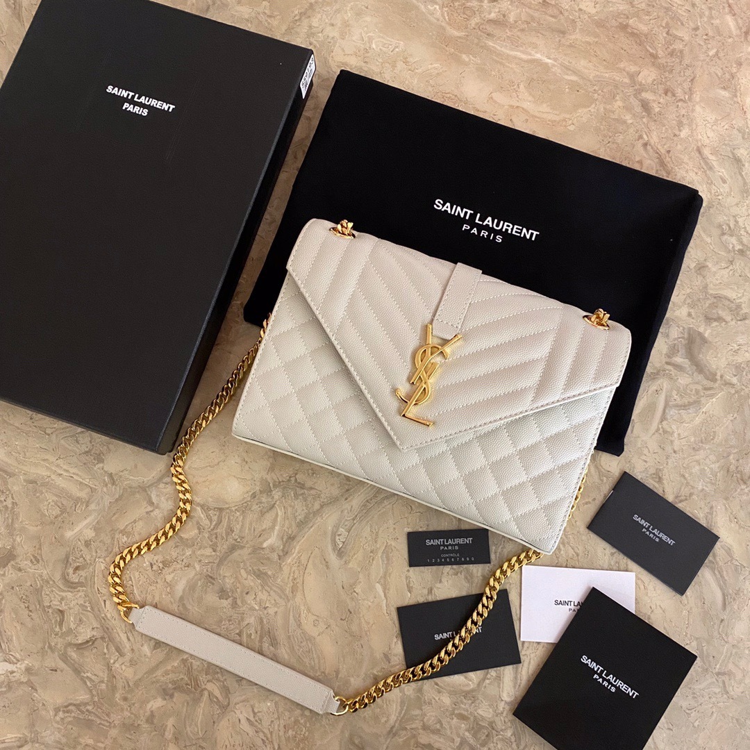 YSL ENVELOPE MEDIUM BAG IN MIX MATELASSÉ GRAIN DE POUDRE EMBOSSED LEATHER