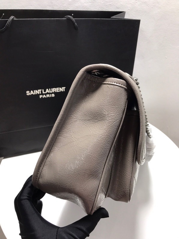 YSL NIKI MEDIUM CHAIN BAG IN CRINKLED VINTAGE LEATHER