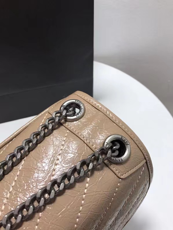 YSL NIKI MEDIUM CHAIN BAG IN CRINKLED VINTAGE LEATHER