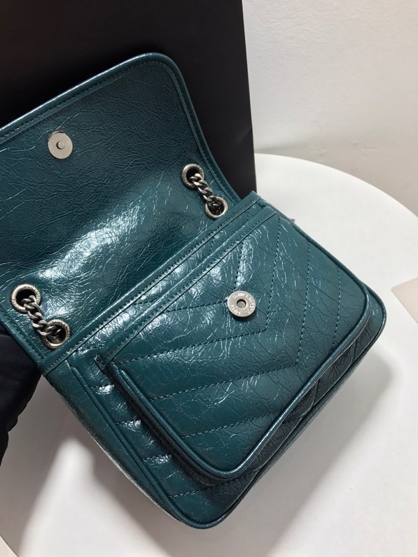 YSL NIKI BABY CHAIN BAG IN CRINKLED VINTAGE LEATHER