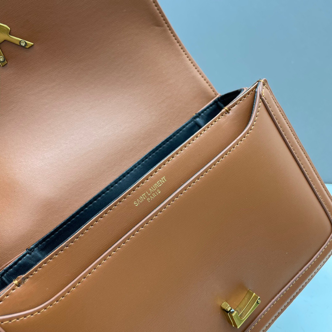 YSL SOLFERINO MEDIUM SATCHEL IN BOX SAINT LAURENT LEATHER