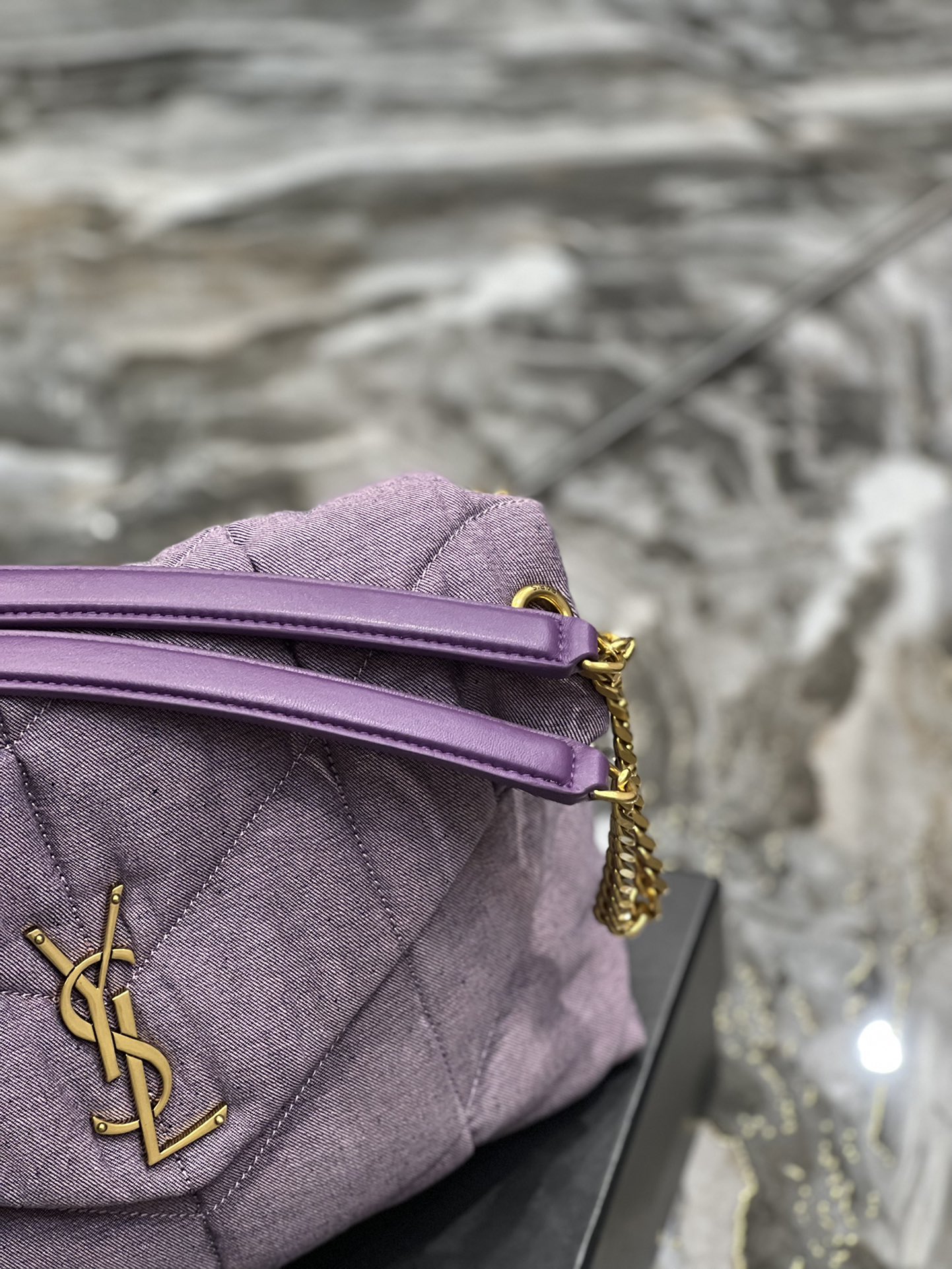 YSL PUFFER SMALL CHAIN BAG IN QUILTED LAMBSKIN