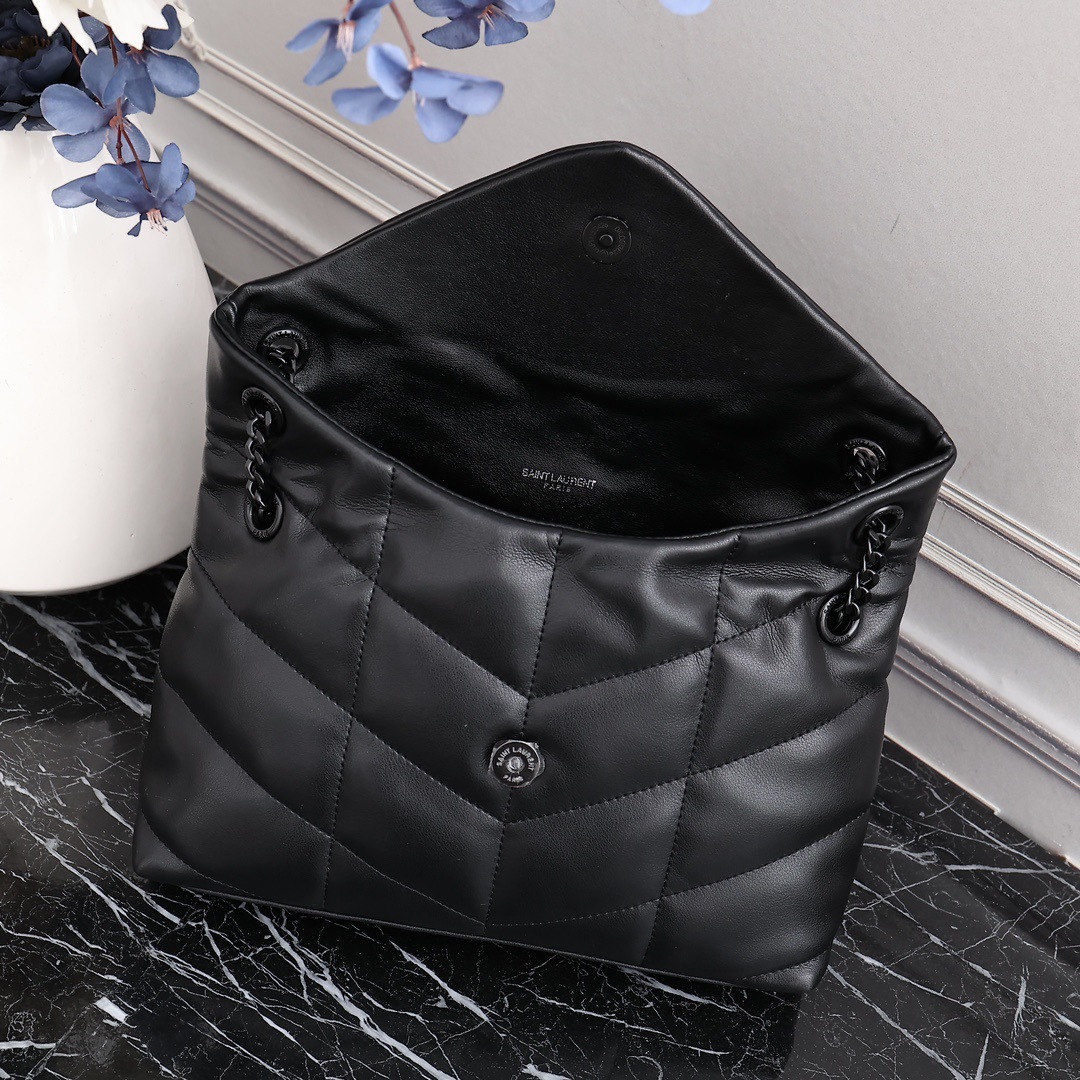 YSL PUFFER SMALL CHAIN BAG IN QUILTED LAMBSKIN