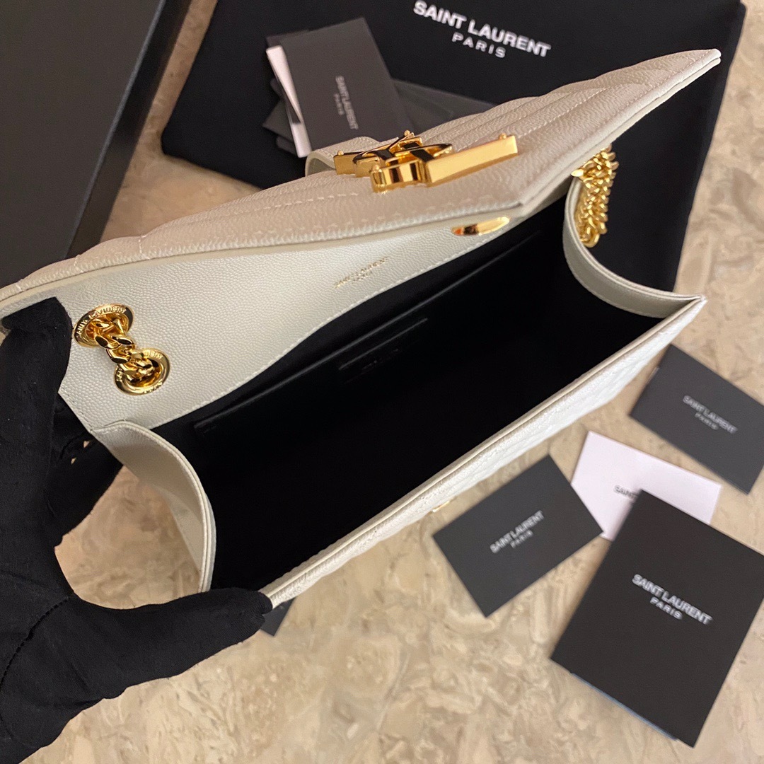 YSL ENVELOPE MEDIUM BAG IN MIX MATELASSÉ GRAIN DE POUDRE EMBOSSED LEATHER