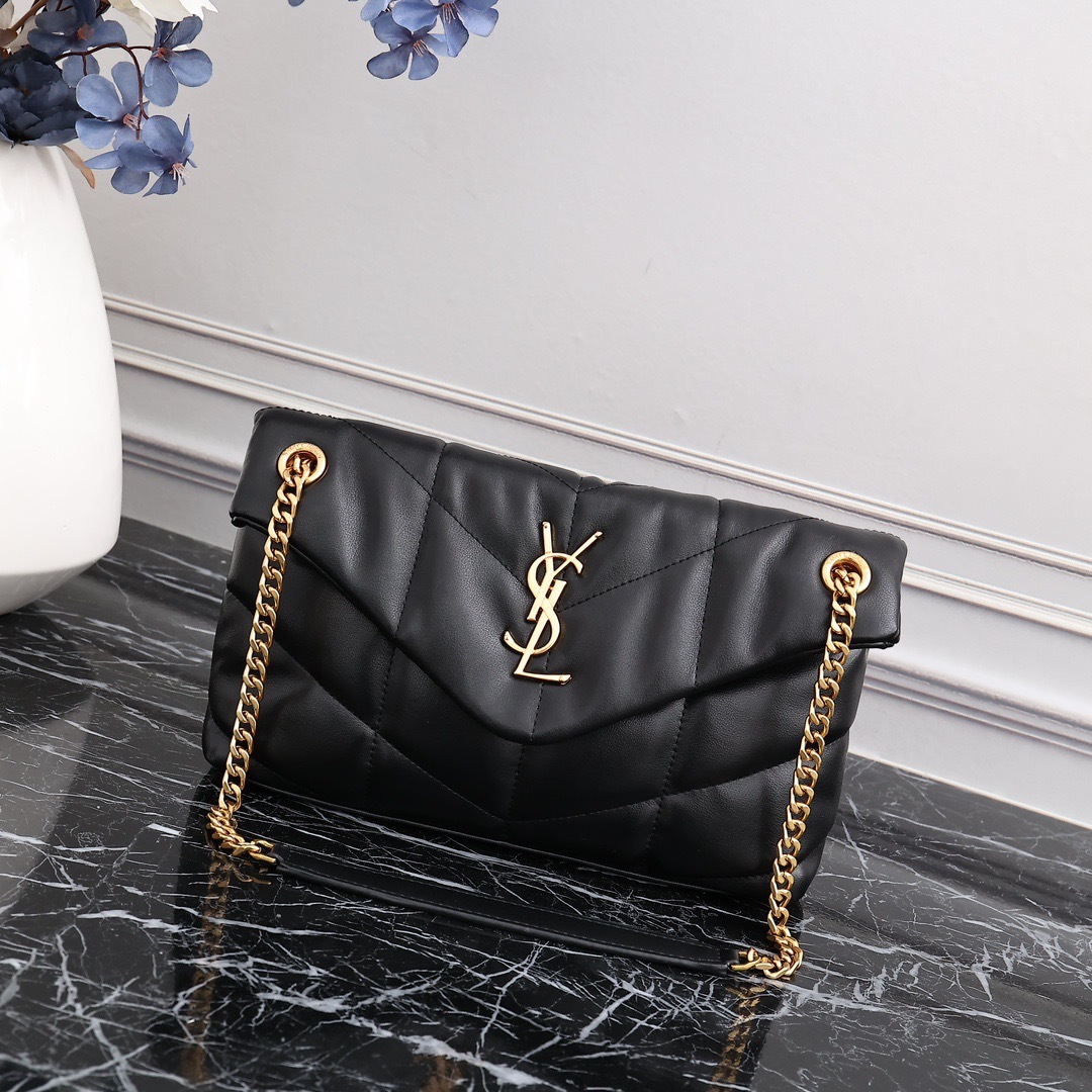 YSL PUFFER SMALL CHAIN BAG IN QUILTED LAMBSKIN