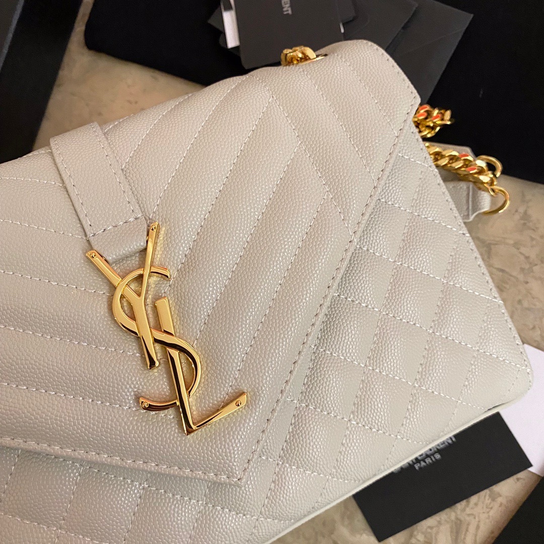 YSL ENVELOPE MEDIUM BAG IN MIX MATELASSÉ GRAIN DE POUDRE EMBOSSED LEATHER