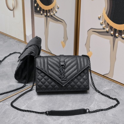 YSL ENVELOPE SMALL BAG IN MIX MATELASSÉ GRAIN DE POUDRE EMBOSSED LEATHER