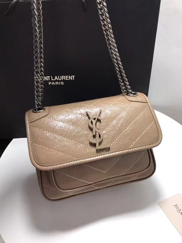 YSL NIKI BABY CHAIN BAG IN CRINKLED VINTAGE LEATHER