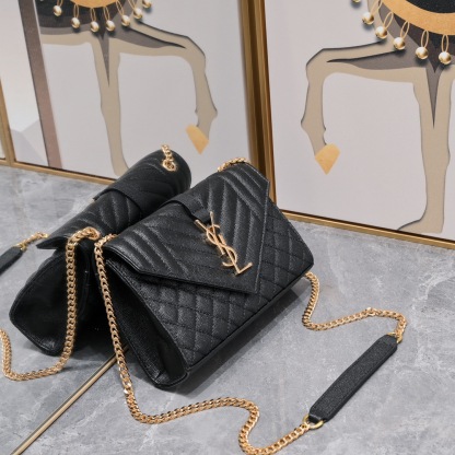 YSL ENVELOPE SMALL BAG IN MIX MATELASSÉ GRAIN DE POUDRE EMBOSSED LEATHER