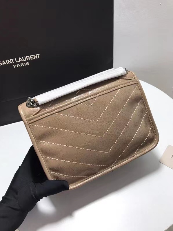 YSL NIKI BABY CHAIN BAG IN CRINKLED VINTAGE LEATHER