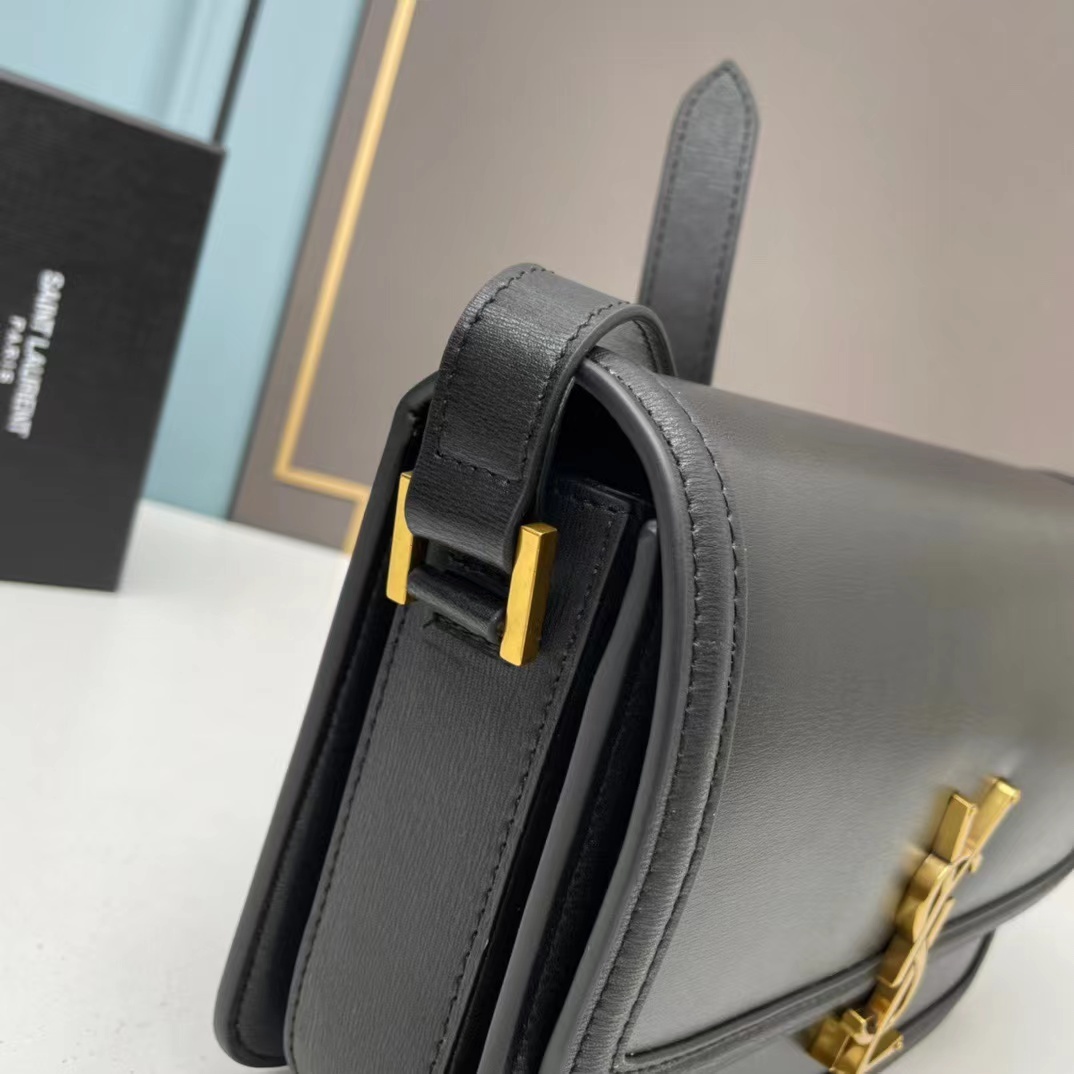 YSL SOLFERINO MEDIUM SATCHEL IN BOX SAINT LAURENT LEATHER