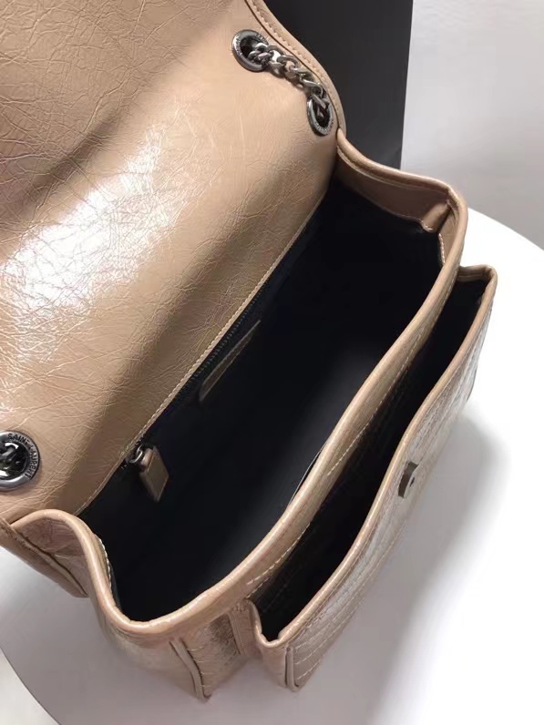 YSL NIKI MEDIUM CHAIN BAG IN CRINKLED VINTAGE LEATHER