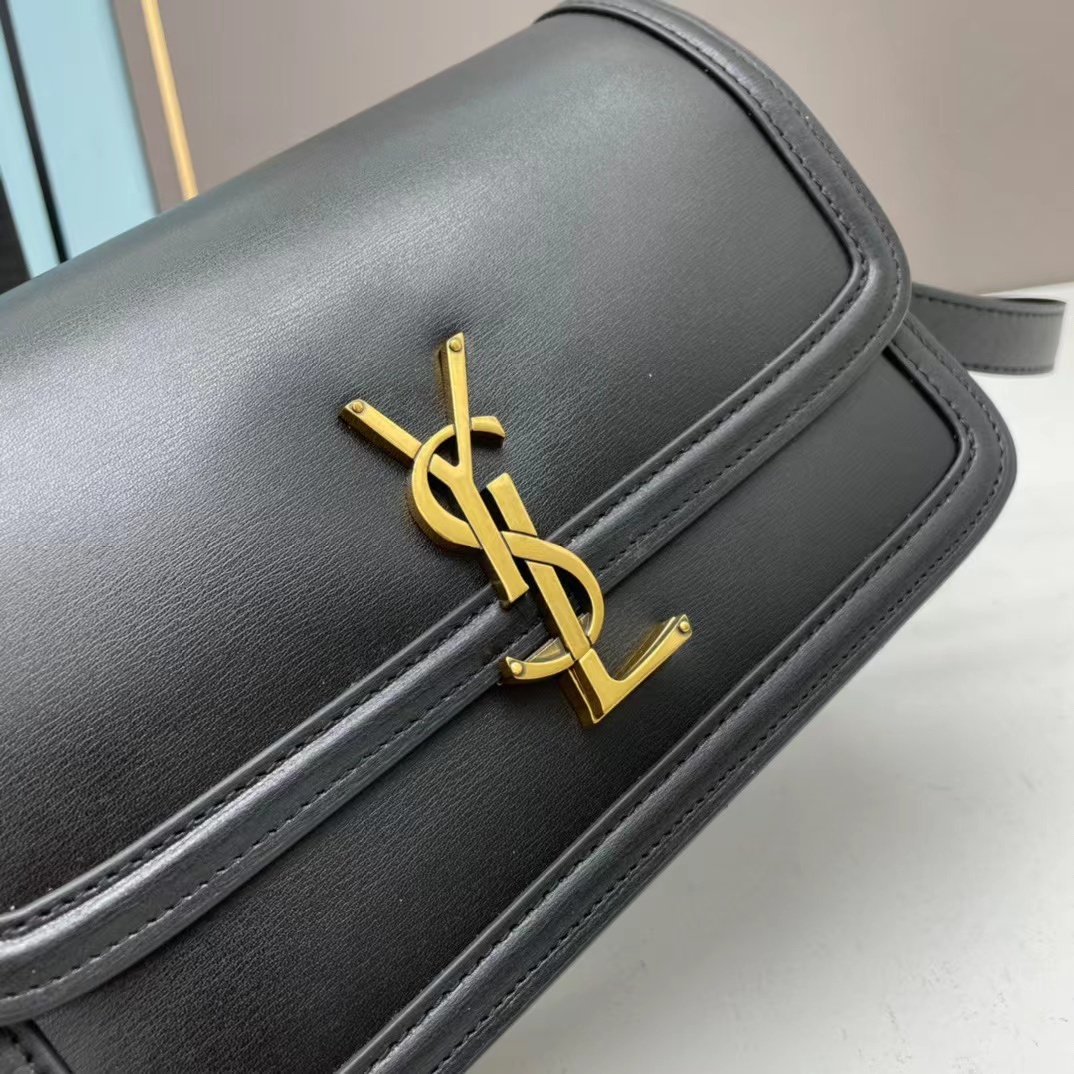 YSL SOLFERINO MEDIUM SATCHEL IN BOX SAINT LAURENT LEATHER