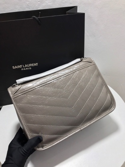 YSL NIKI MEDIUM CHAIN BAG IN CRINKLED VINTAGE LEATHER