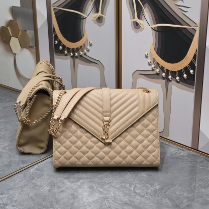 YSL COLLEGE LARGE CHAIN BAG IN QUILTED LEATHER