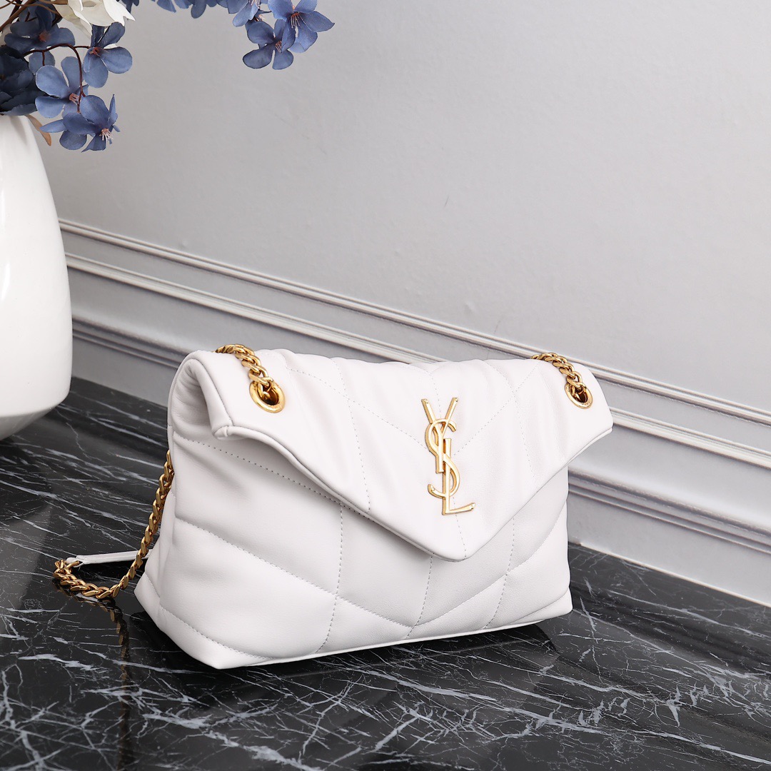 YSL PUFFER SMALL CHAIN BAG IN QUILTED LAMBSKIN