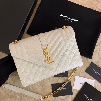 YSL ENVELOPE MEDIUM BAG IN MIX MATELASSÉ GRAIN DE POUDRE EMBOSSED LEATHER