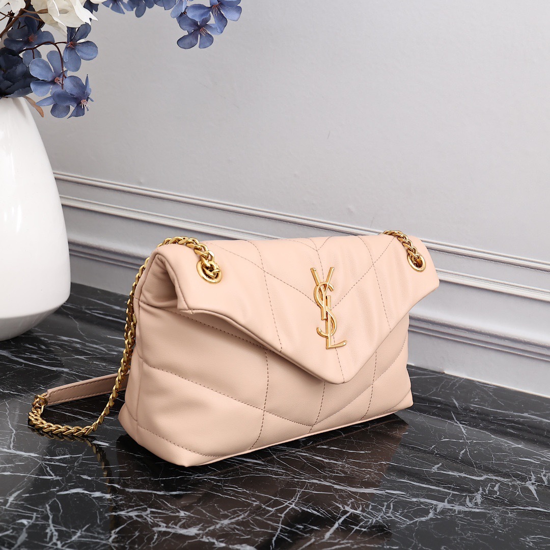 YSL PUFFER SMALL CHAIN BAG IN QUILTED LAMBSKIN