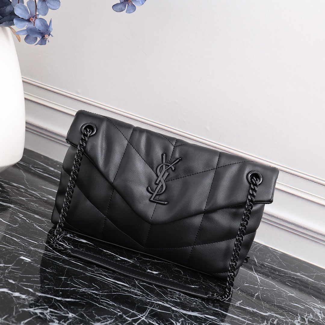 YSL PUFFER SMALL CHAIN BAG IN QUILTED LAMBSKIN