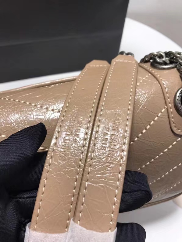 YSL NIKI BABY CHAIN BAG IN CRINKLED VINTAGE LEATHER