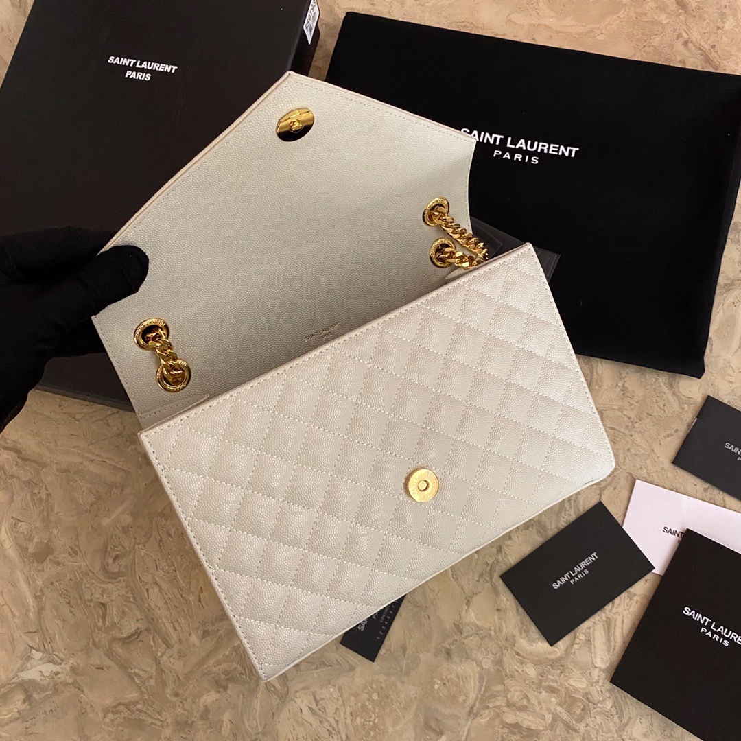 YSL ENVELOPE MEDIUM BAG IN MIX MATELASSÉ GRAIN DE POUDRE EMBOSSED LEATHER