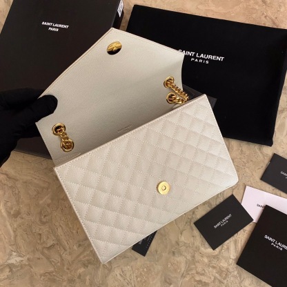 YSL ENVELOPE MEDIUM BAG IN MIX MATELASSÉ GRAIN DE POUDRE EMBOSSED LEATHER