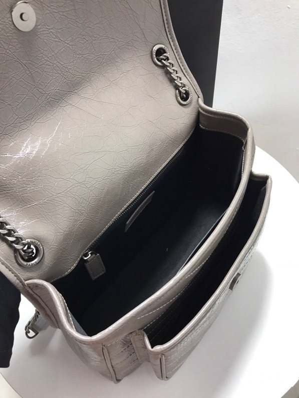 YSL NIKI MEDIUM CHAIN BAG IN CRINKLED VINTAGE LEATHER