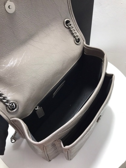 YSL NIKI MEDIUM CHAIN BAG IN CRINKLED VINTAGE LEATHER