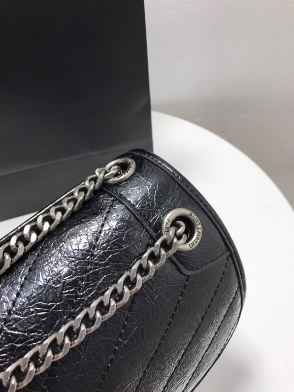 YSL NIKI MEDIUM CHAIN BAG IN CRINKLED VINTAGE LEATHER