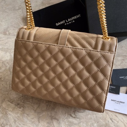 YSL  ENVELOPE MEDIUM IN MIX MATELASSÉ GRAIN DE POUDRE EMBOSSED LEATHER