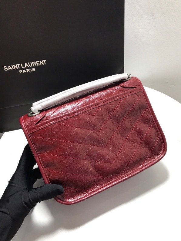 YSL NIKI BABY CHAIN BAG IN CRINKLED VINTAGE LEATHER