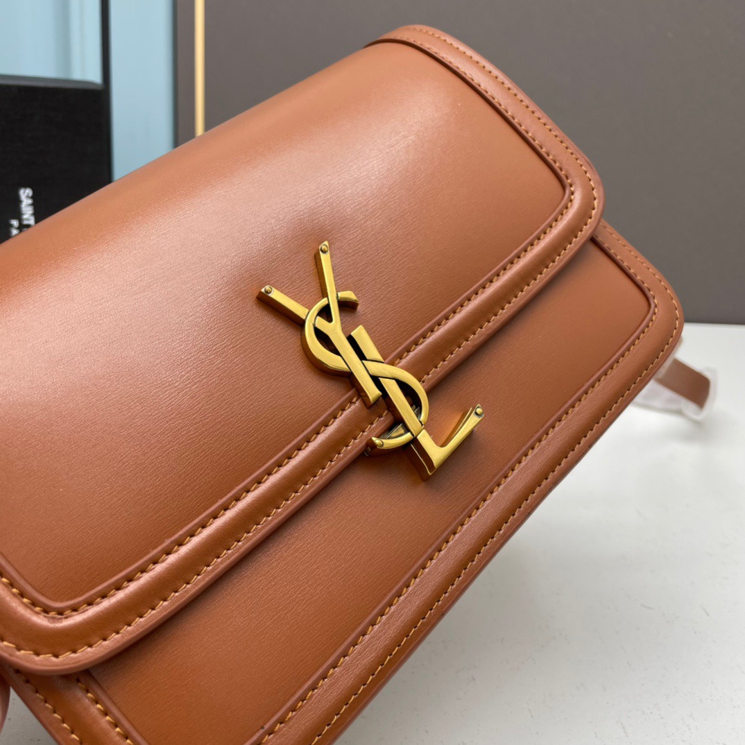 YSL SOLFERINO MEDIUM SATCHEL IN BOX SAINT LAURENT LEATHER