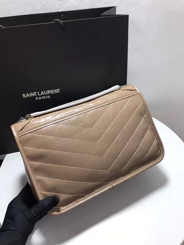 YSL NIKI MEDIUM CHAIN BAG IN CRINKLED VINTAGE LEATHER