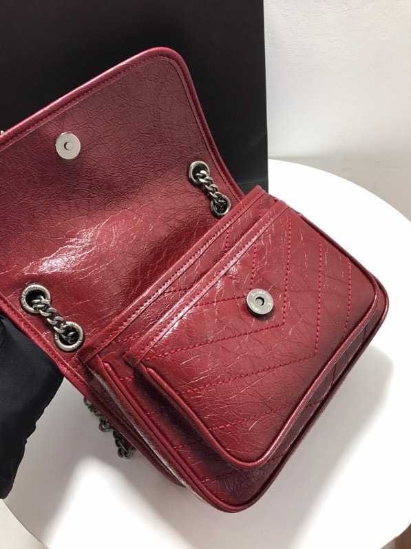 YSL NIKI BABY CHAIN BAG IN CRINKLED VINTAGE LEATHER