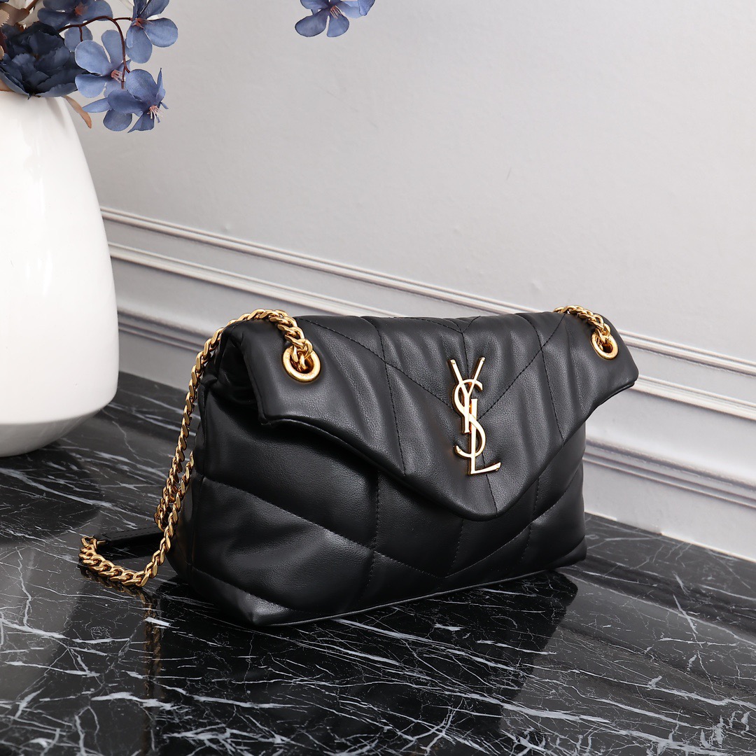 YSL PUFFER SMALL CHAIN BAG IN QUILTED LAMBSKIN