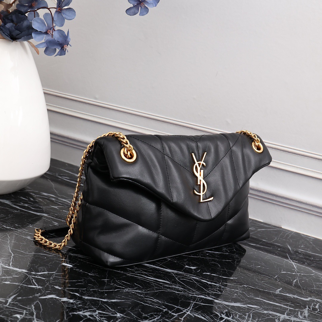 YSL PUFFER SMALL CHAIN BAG IN QUILTED LAMBSKIN