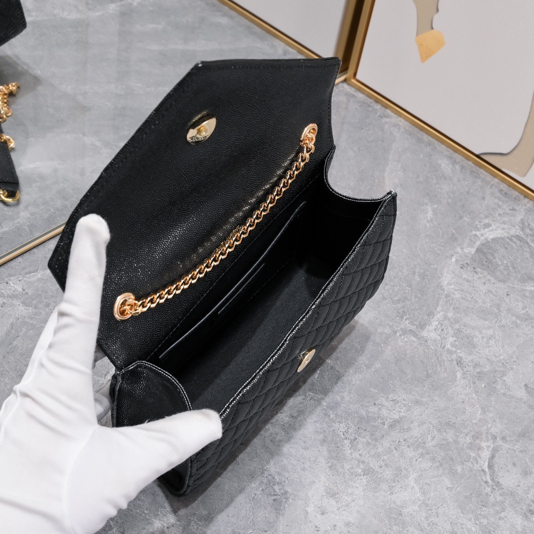 YSL ENVELOPE SMALL BAG IN MIX MATELASSÉ GRAIN DE POUDRE EMBOSSED LEATHER