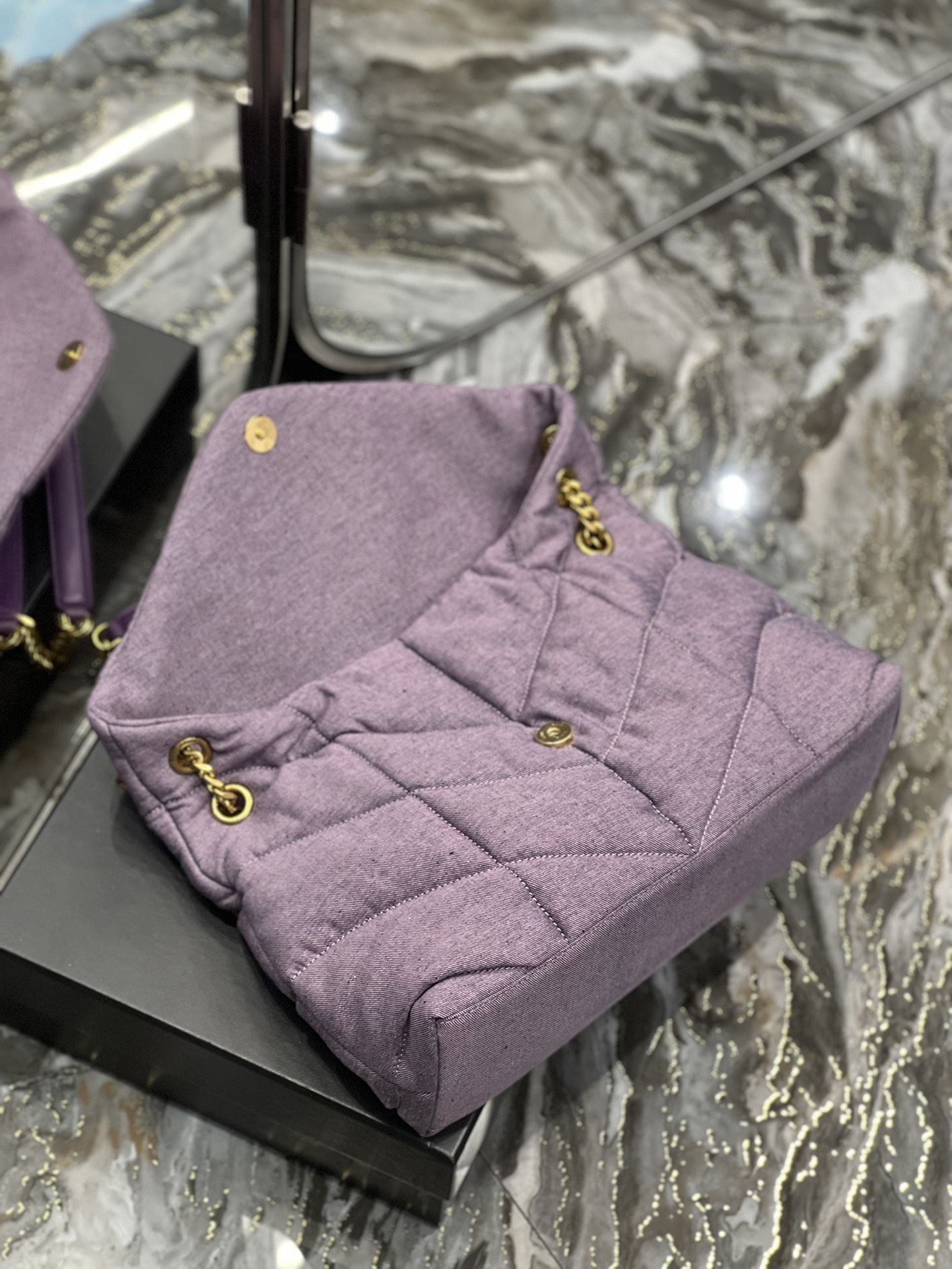 YSL PUFFER SMALL CHAIN BAG IN QUILTED LAMBSKIN