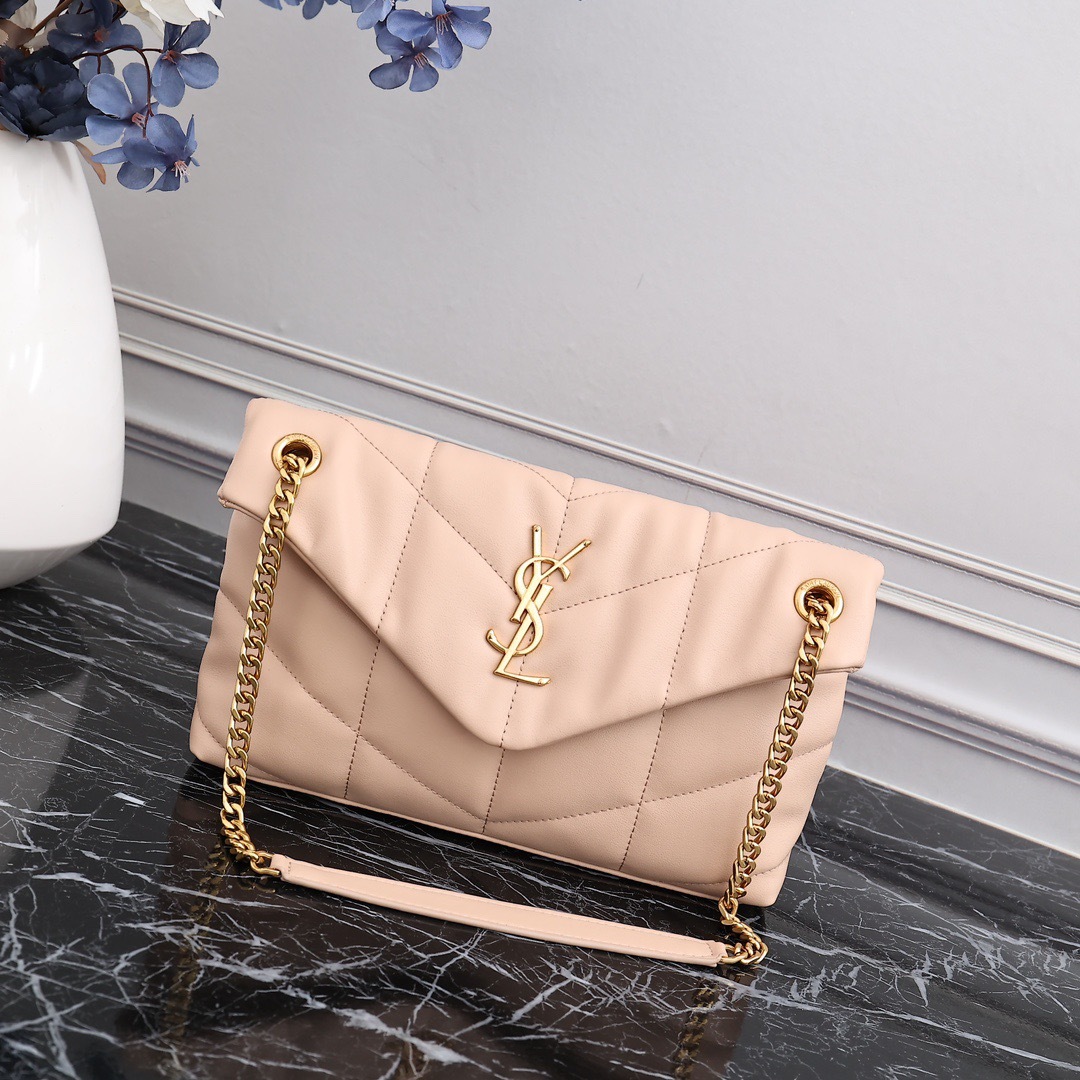 YSL PUFFER SMALL CHAIN BAG IN QUILTED LAMBSKIN