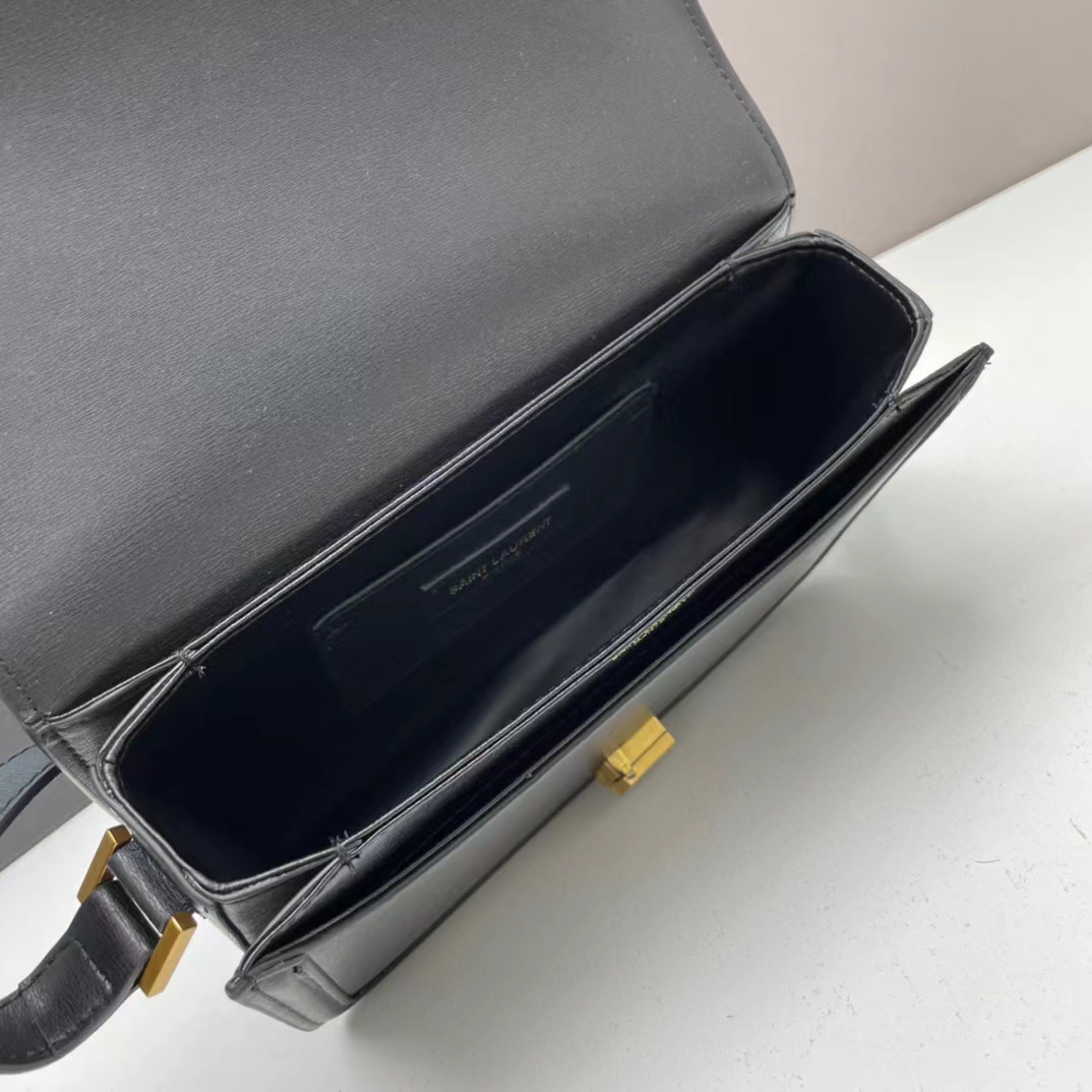 YSL SOLFERINO MEDIUM SATCHEL IN BOX SAINT LAURENT LEATHER