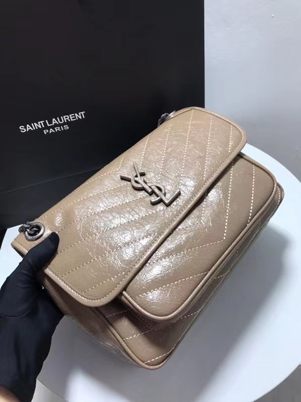 YSL NIKI MEDIUM CHAIN BAG IN CRINKLED VINTAGE LEATHER
