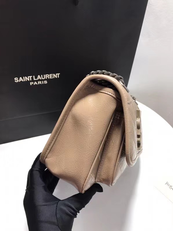 YSL NIKI BABY CHAIN BAG IN CRINKLED VINTAGE LEATHER