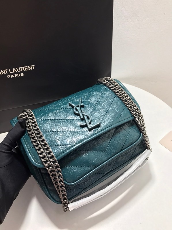 YSL NIKI BABY CHAIN BAG IN CRINKLED VINTAGE LEATHER