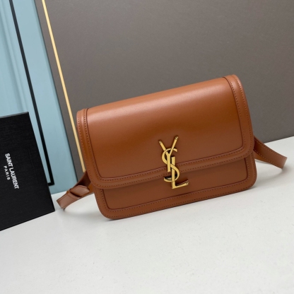 YSL SOLFERINO MEDIUM SATCHEL IN BOX SAINT LAURENT LEATHER