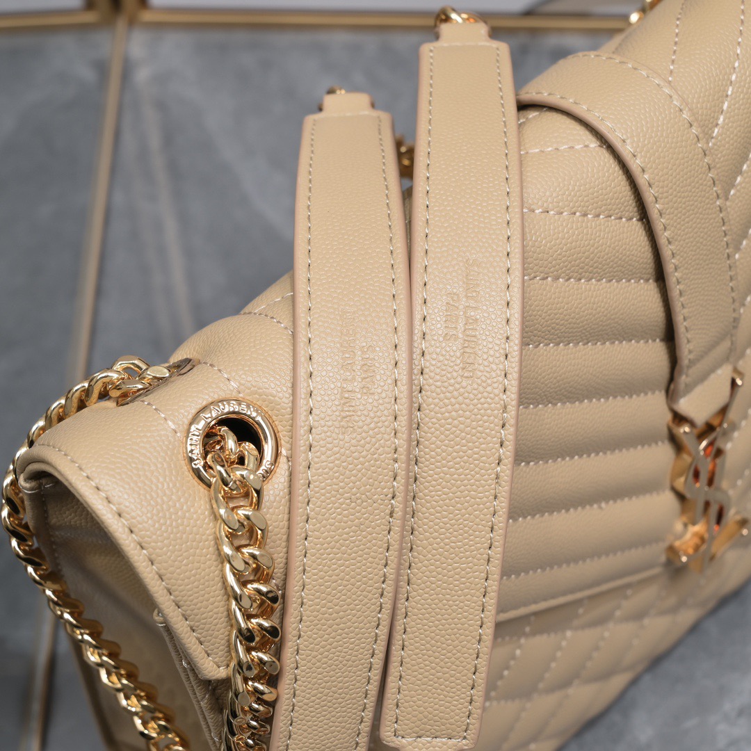 YSL COLLEGE LARGE CHAIN BAG IN QUILTED LEATHER