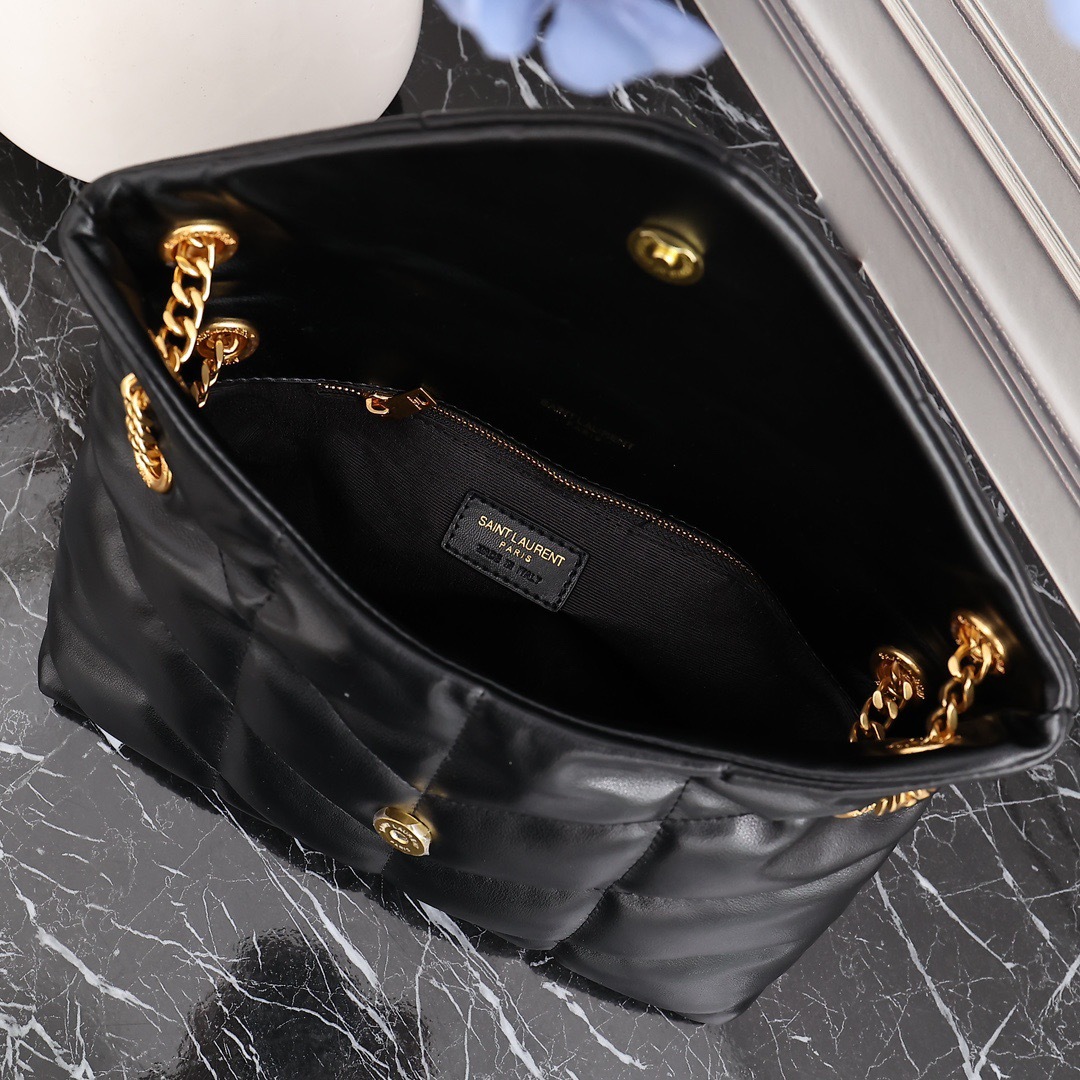 YSL PUFFER SMALL CHAIN BAG IN QUILTED LAMBSKIN