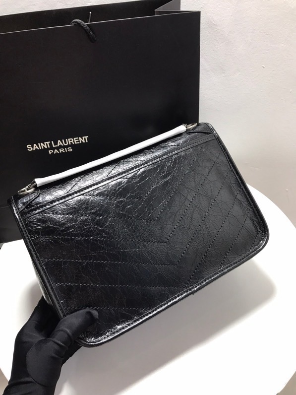 YSL NIKI MEDIUM CHAIN BAG IN CRINKLED VINTAGE LEATHER